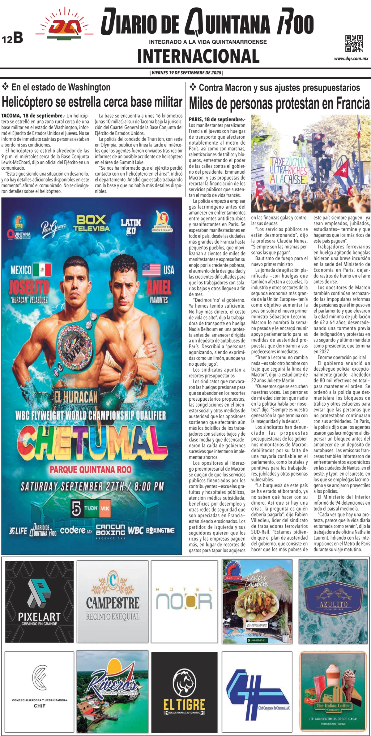 Portada de Diario de Quintana Roo (contra Portada)