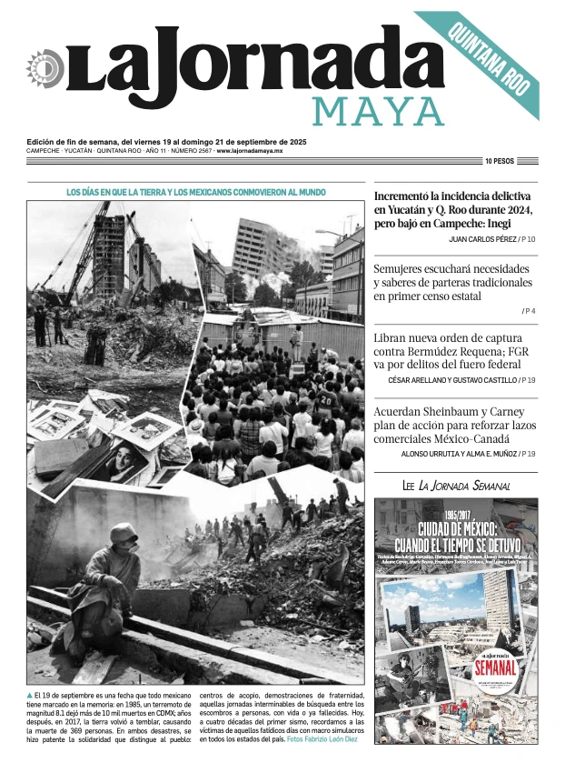 Portada de La Jornada Maya Quintana Roo del viernes, 19 de septiembre de 2025