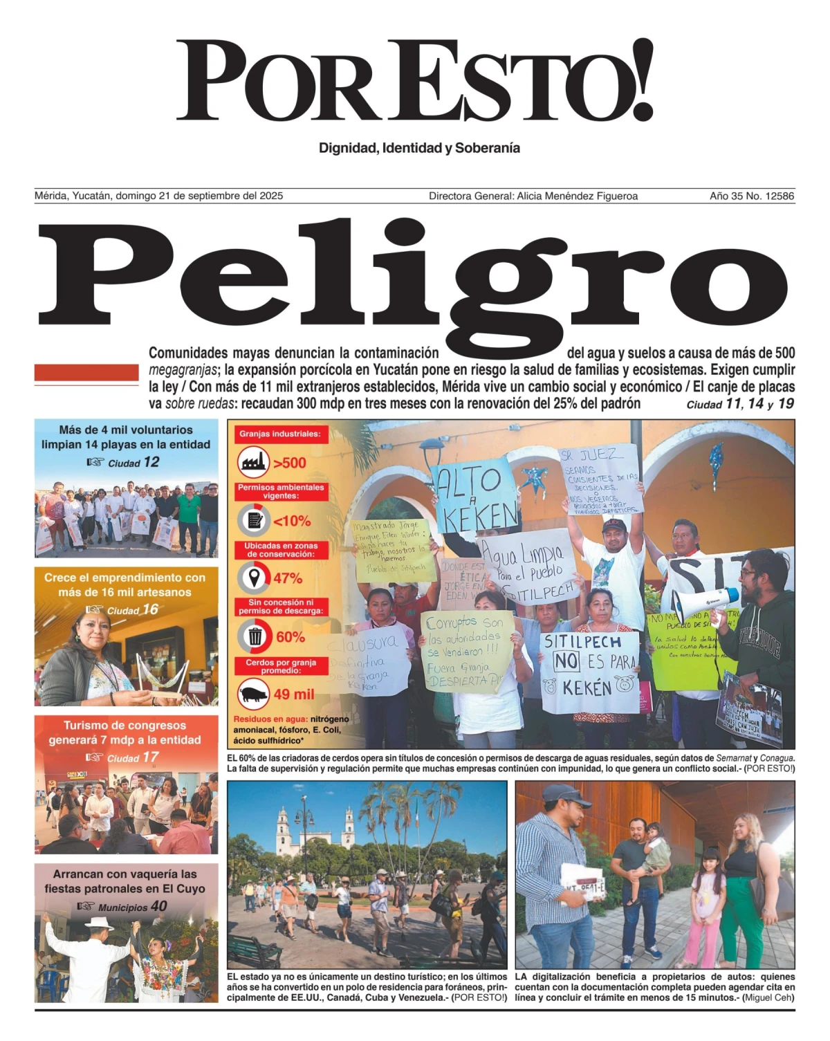 Portada de Por Esto (merida, Yucatan) del domingo, 21 de septiembre de 2025