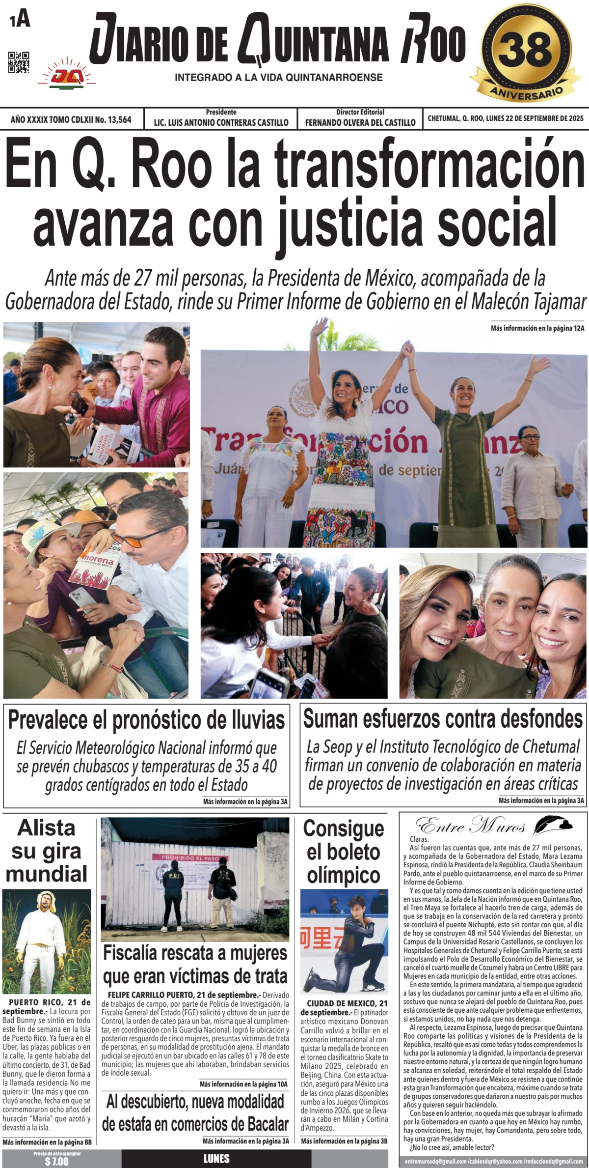 Portada de Diario de Quintana Roo (portada)