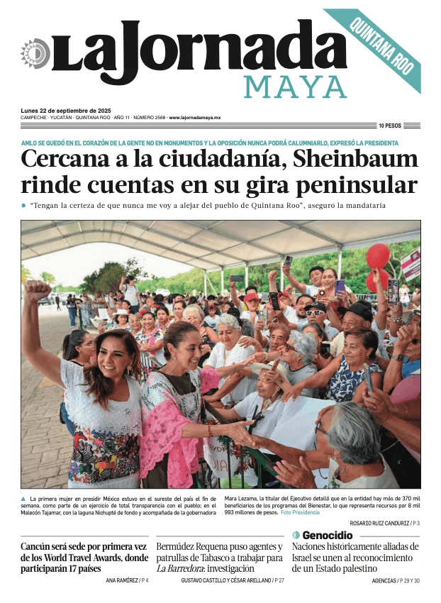 Portada de La Jornada Maya Quintana Roo