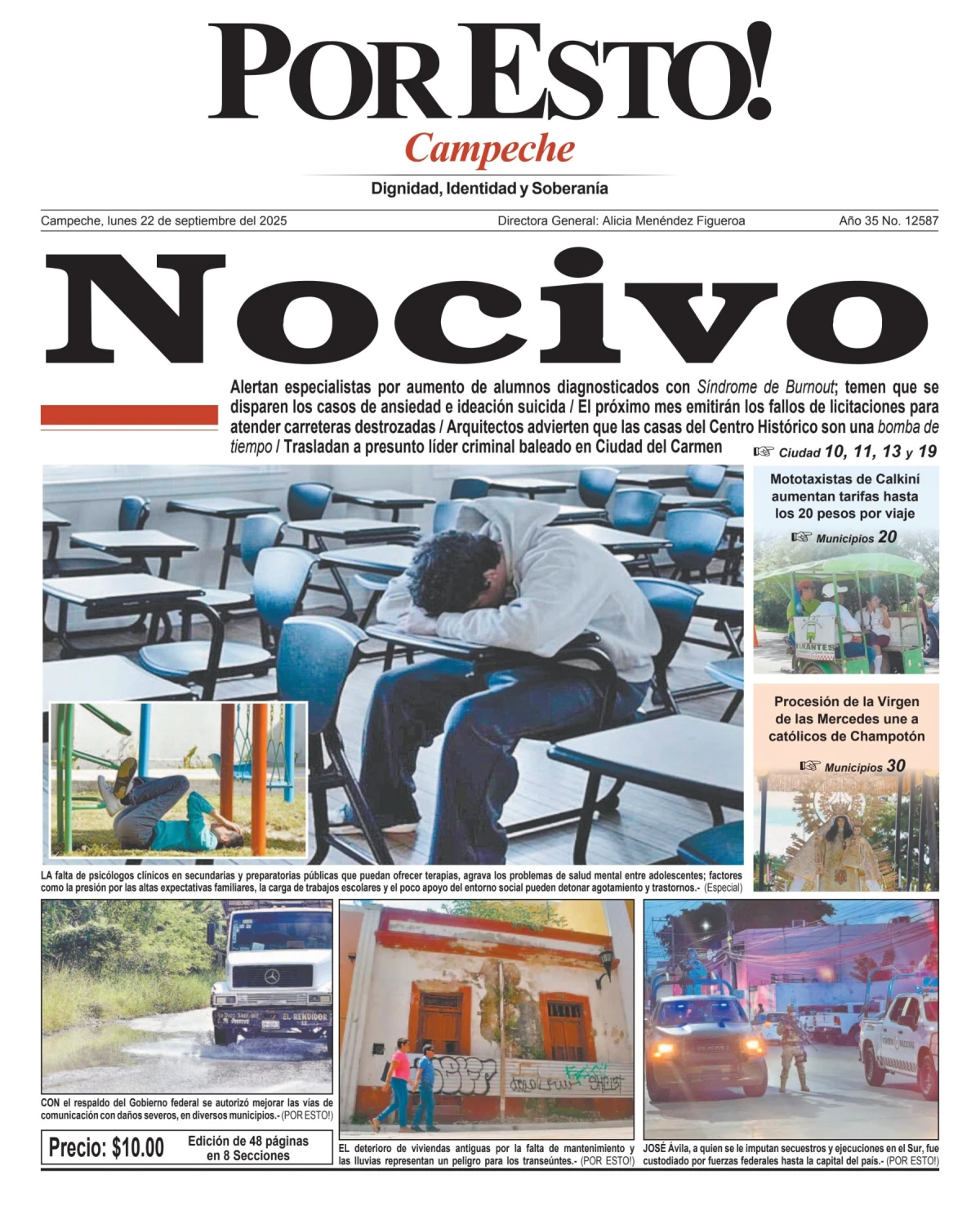 Portada de Por Esto (campeche) del lunes, 22 de septiembre de 2025