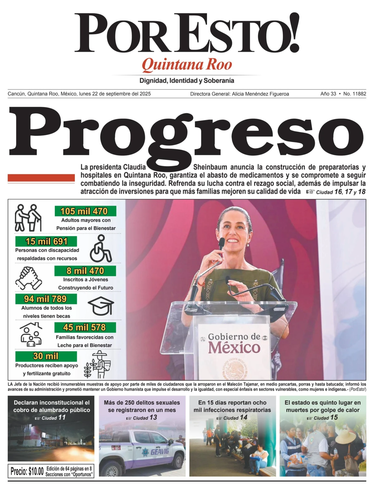 Portada de Por Esto (quintana Roo Cancun) del lunes, 22 de septiembre de 2025
