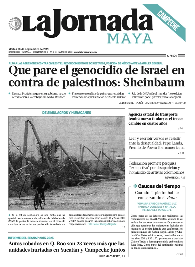 Portada de La Jornada Maya Campeche del martes, 23 de septiembre de 2025