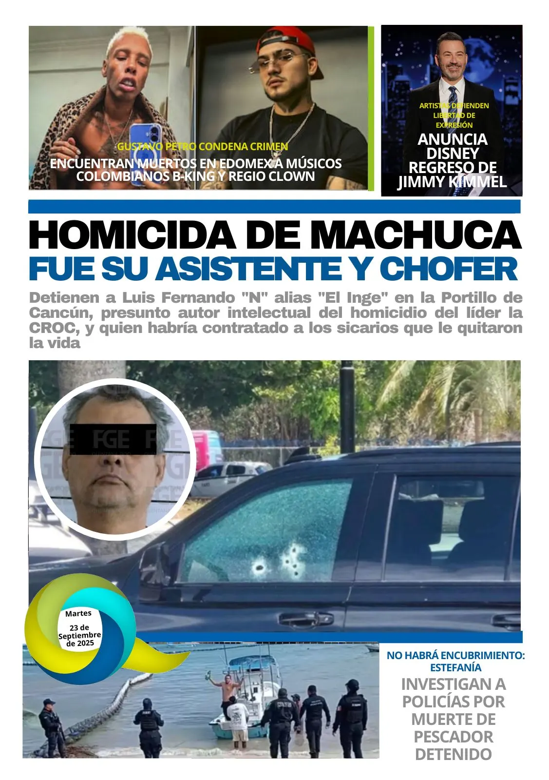 Portada de El Quintana Roo (contraportada) del martes, 23 de septiembre de 2025