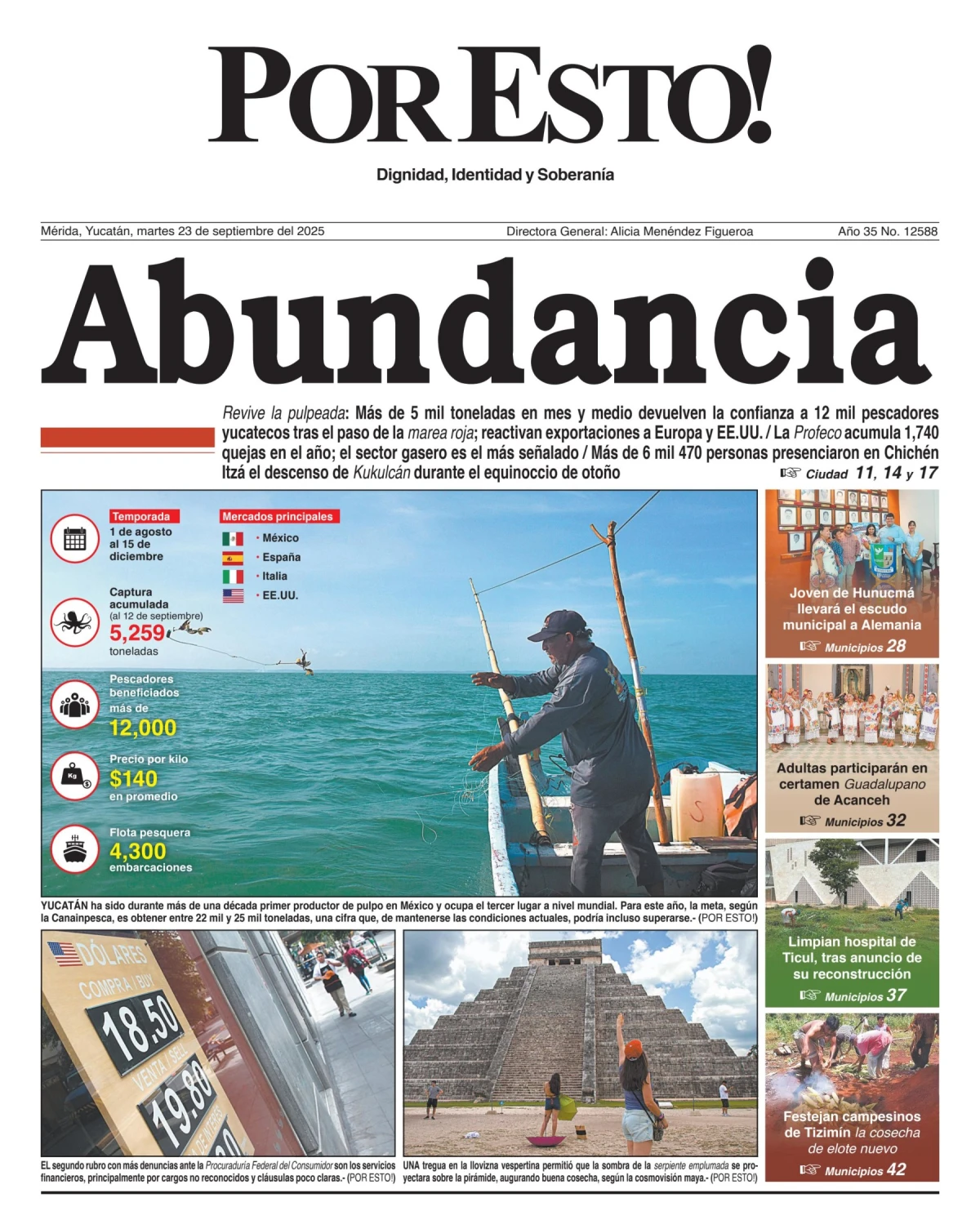 Portada de Por Esto (merida, Yucatan) del martes, 23 de septiembre de 2025