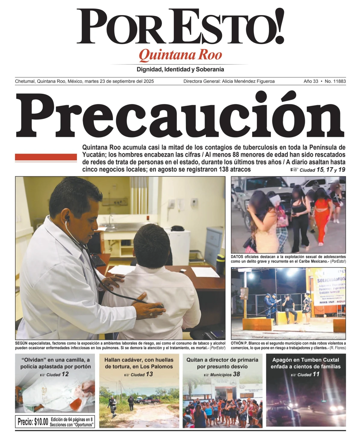 Portada de Por Esto (quintana Roo Chetumal) del martes, 23 de septiembre de 2025