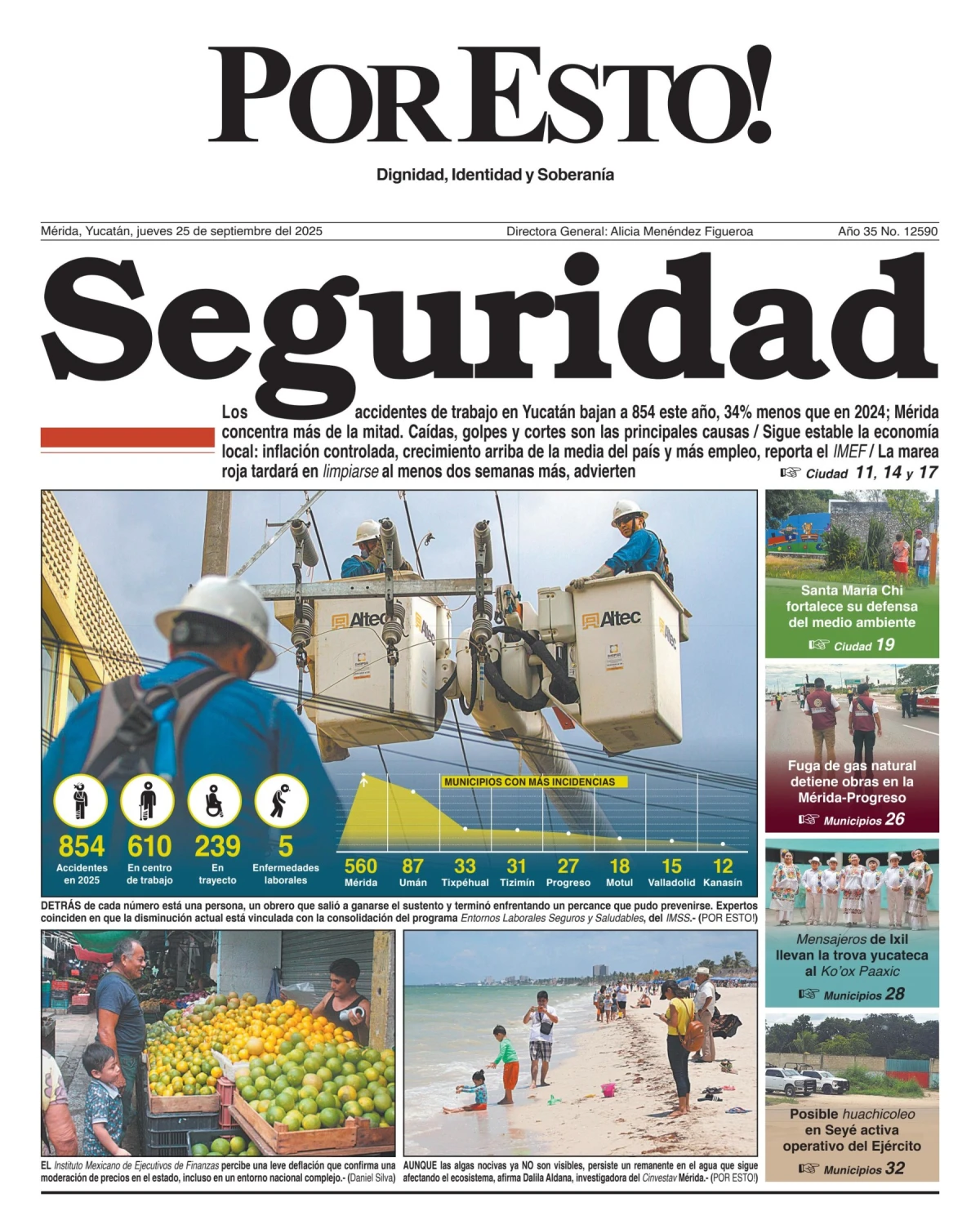 Portada de Por Esto (merida, Yucatan) del jueves, 25 de septiembre de 2025