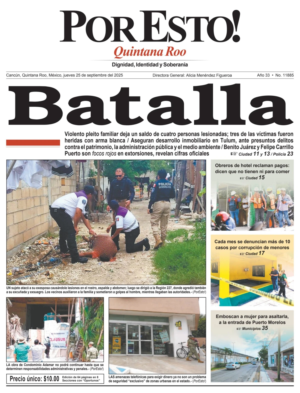 Portada de Por Esto (quintana Roo Cancun) del jueves, 25 de septiembre de 2025
