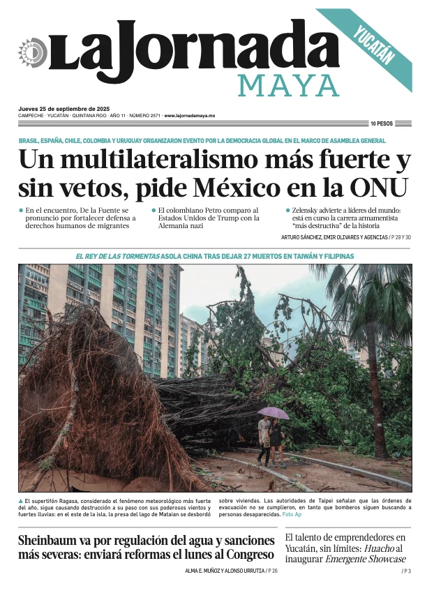 Portada de La Jornada Maya Yucatán del jueves, 25 de septiembre de 2025