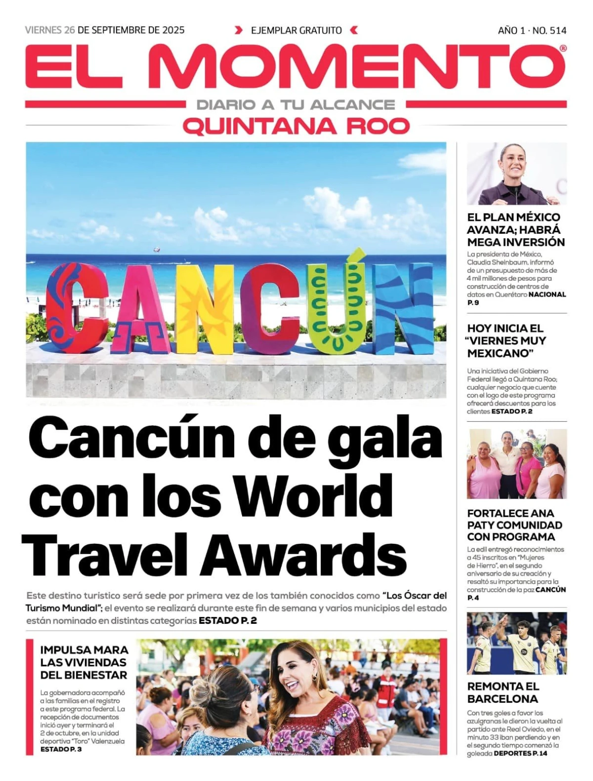 Portada de El Momento Quintana Roo