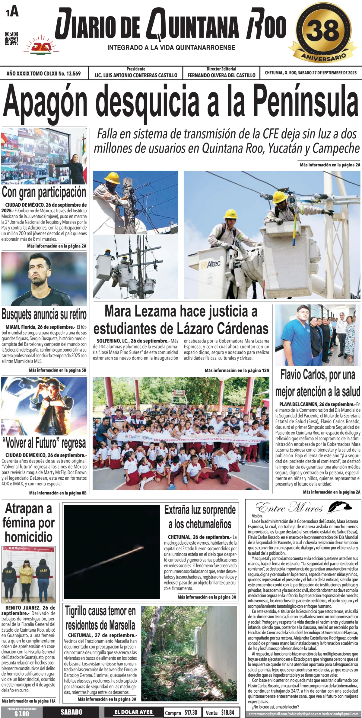 Portada de Diario de Quintana Roo (portada)