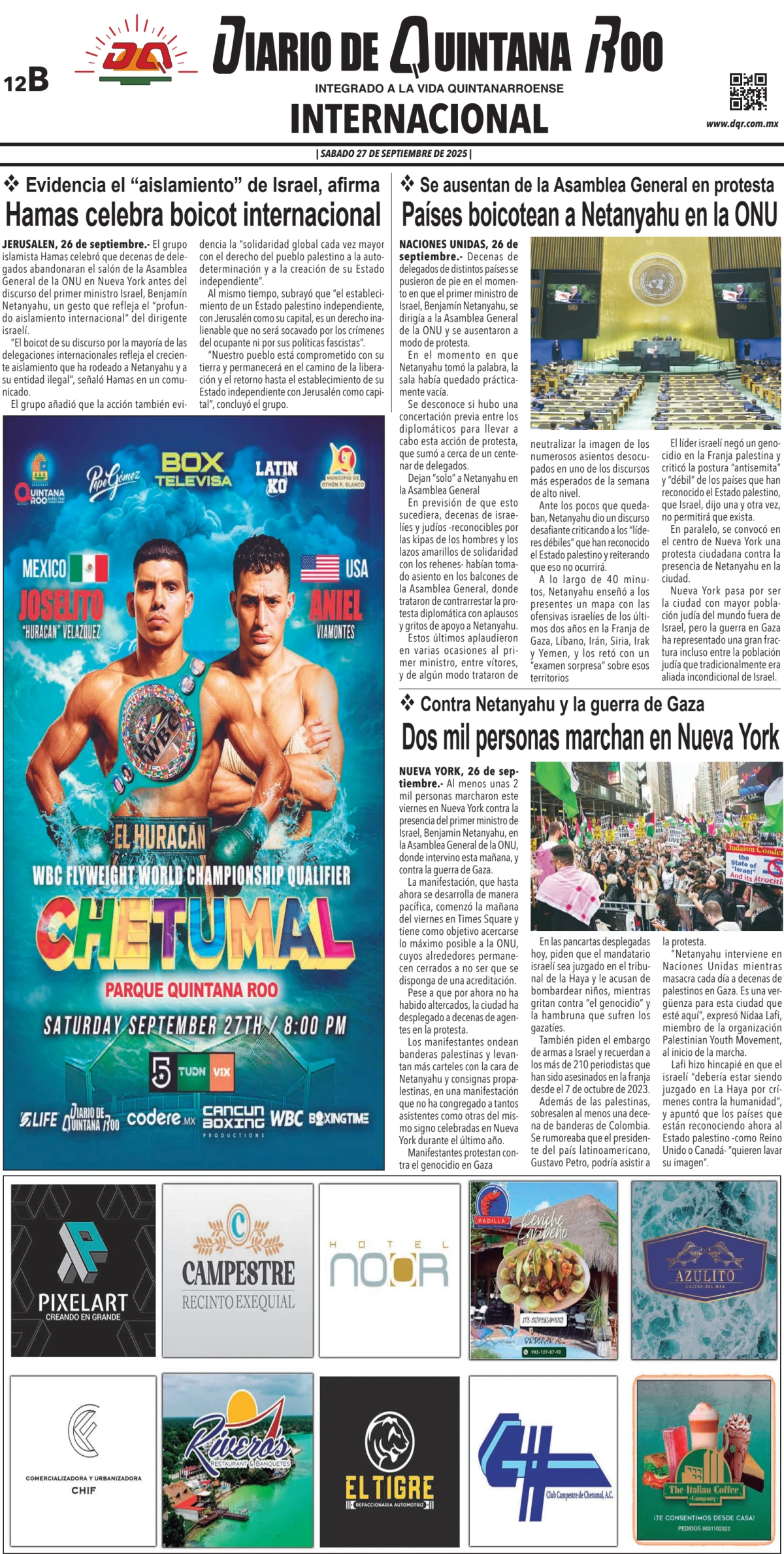 Portada de Diario de Quintana Roo (contra Portada)