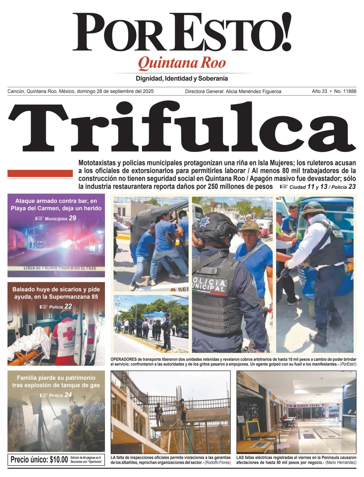 Portada de Por Esto (quintana Roo Cancun) del domingo, 28 de septiembre de 2025
