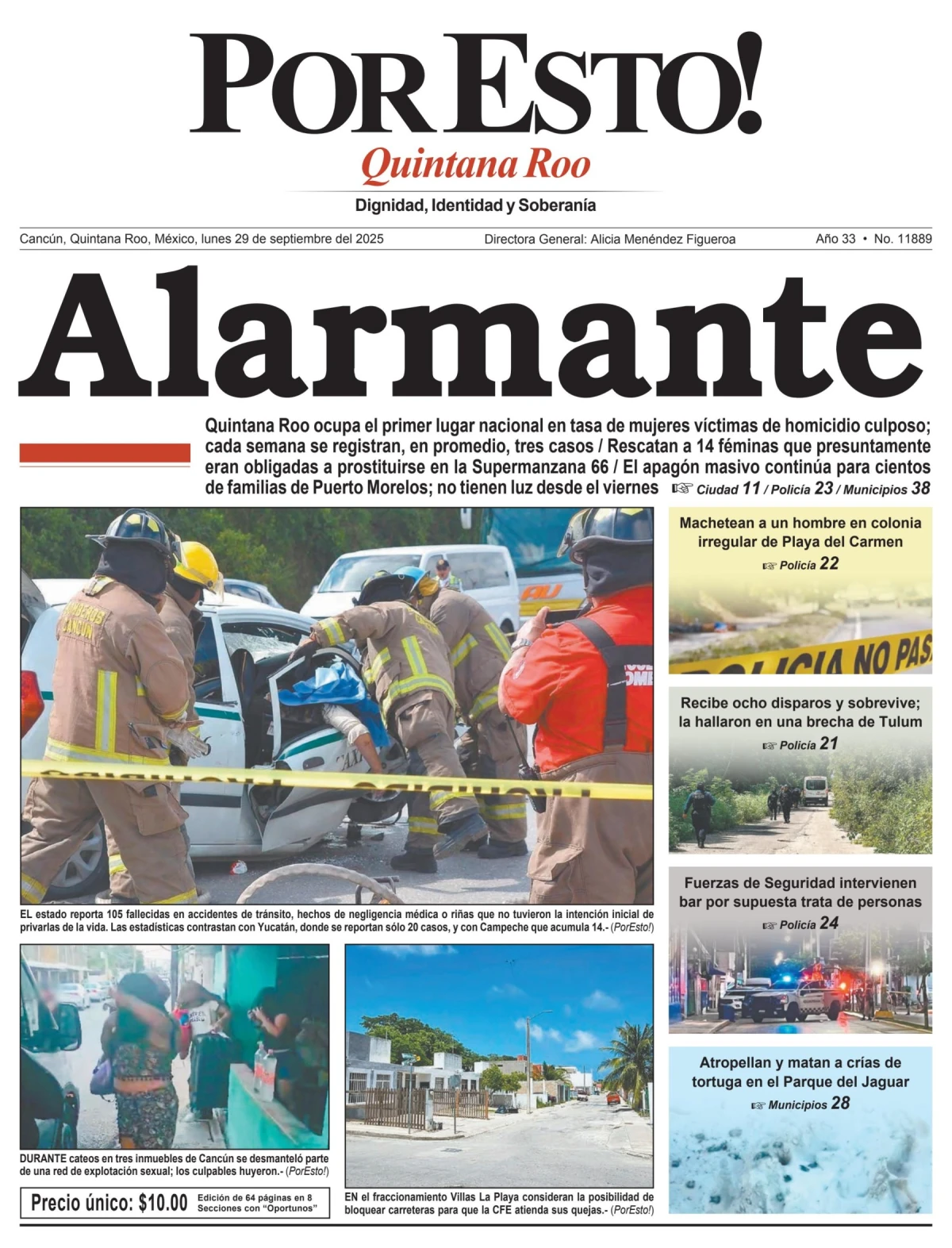 Portada de Por Esto (quintana Roo Cancun) del lunes, 29 de septiembre de 2025