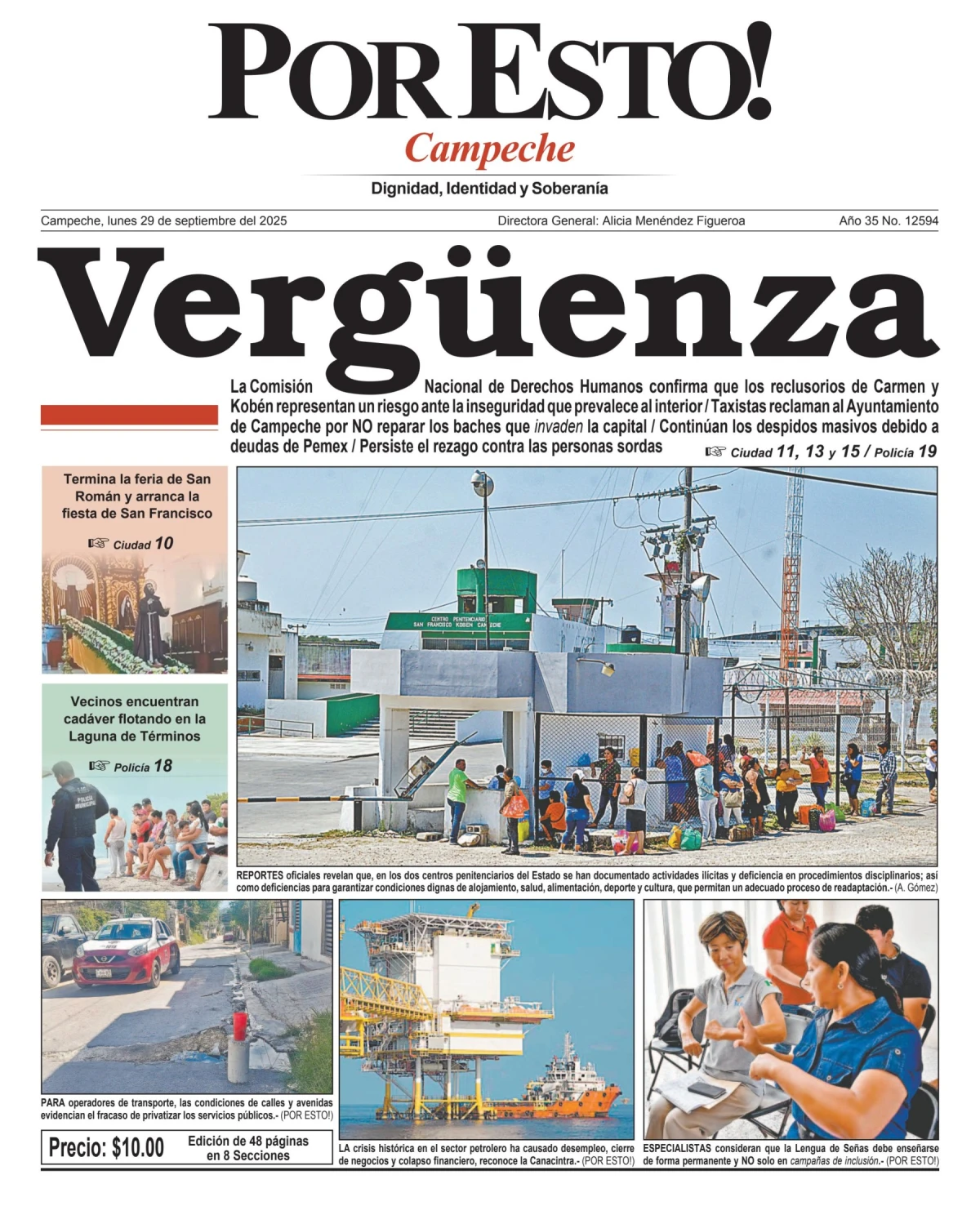 Portada de Por Esto (campeche) del lunes, 29 de septiembre de 2025