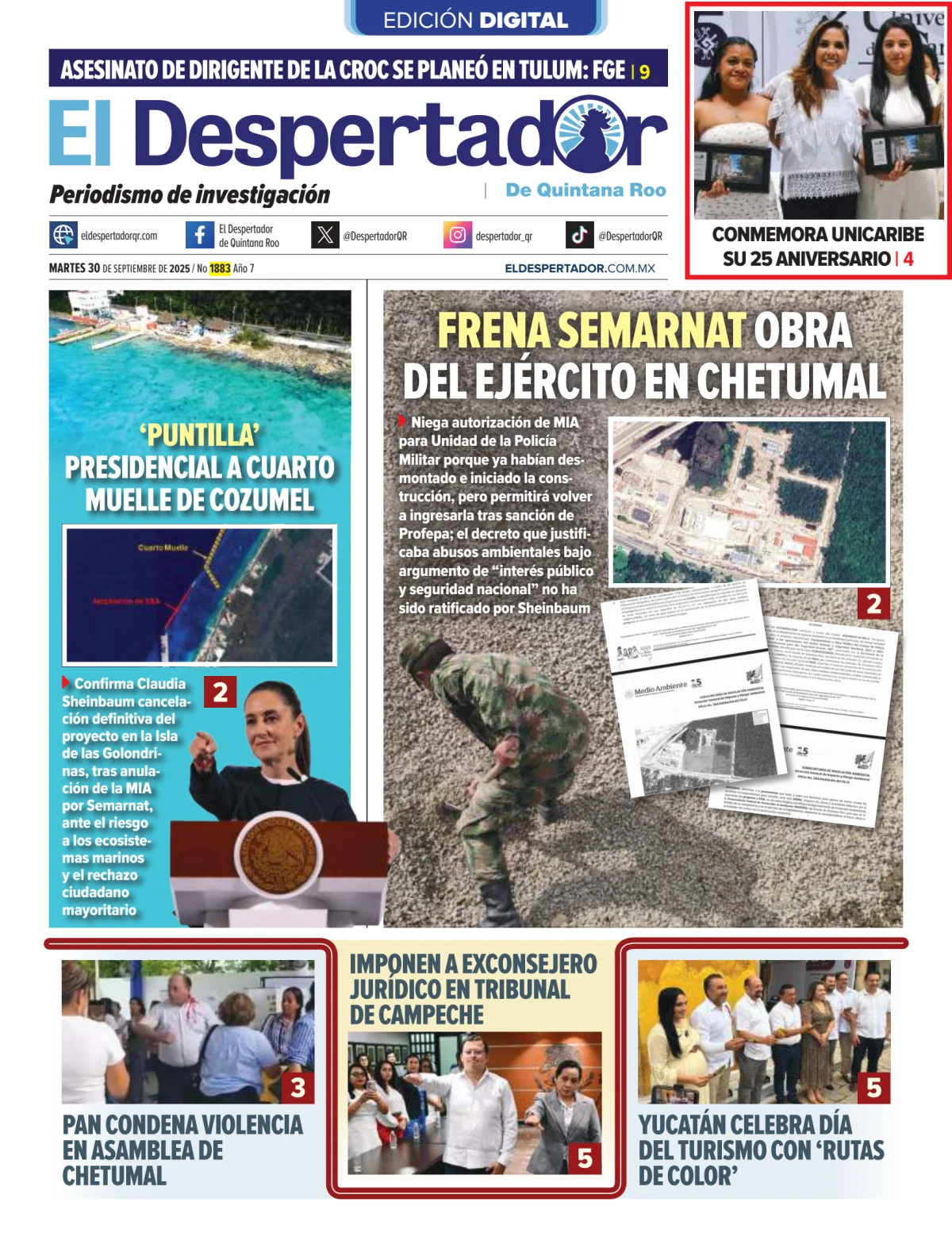 Portada de El Despertador de Quintana Roo
