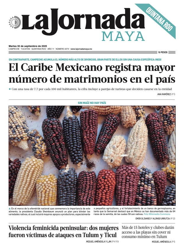 Portada de La Jornada Maya Quintana Roo