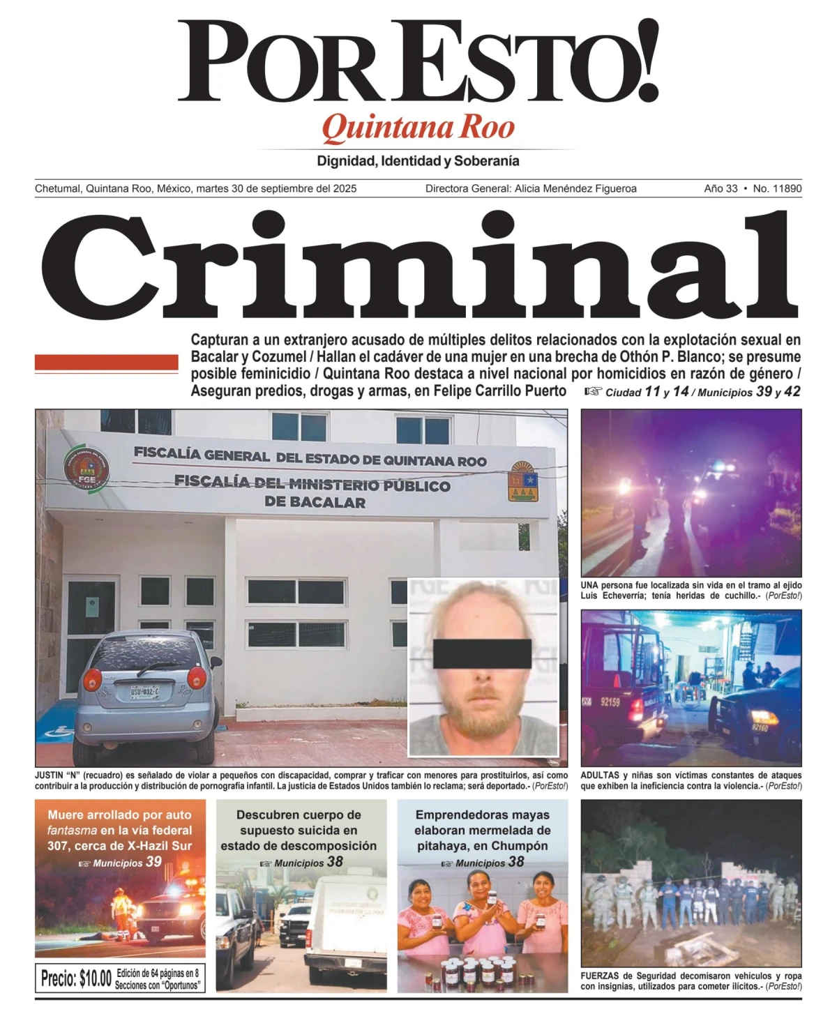 Portada de Por Esto (quintana Roo Chetumal) del martes, 30 de septiembre de 2025