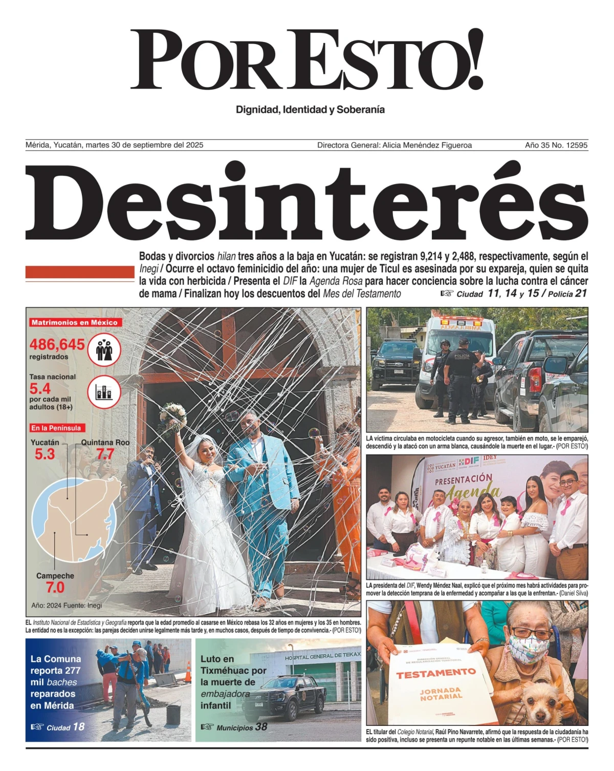 Portada de Por Esto (merida, Yucatan) del martes, 30 de septiembre de 2025