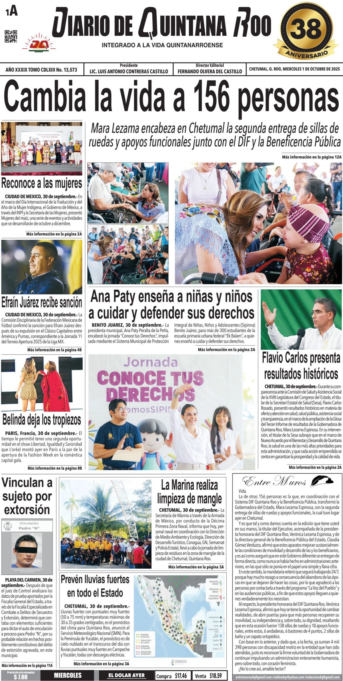 Portada de Diario de Quintana Roo (portada)