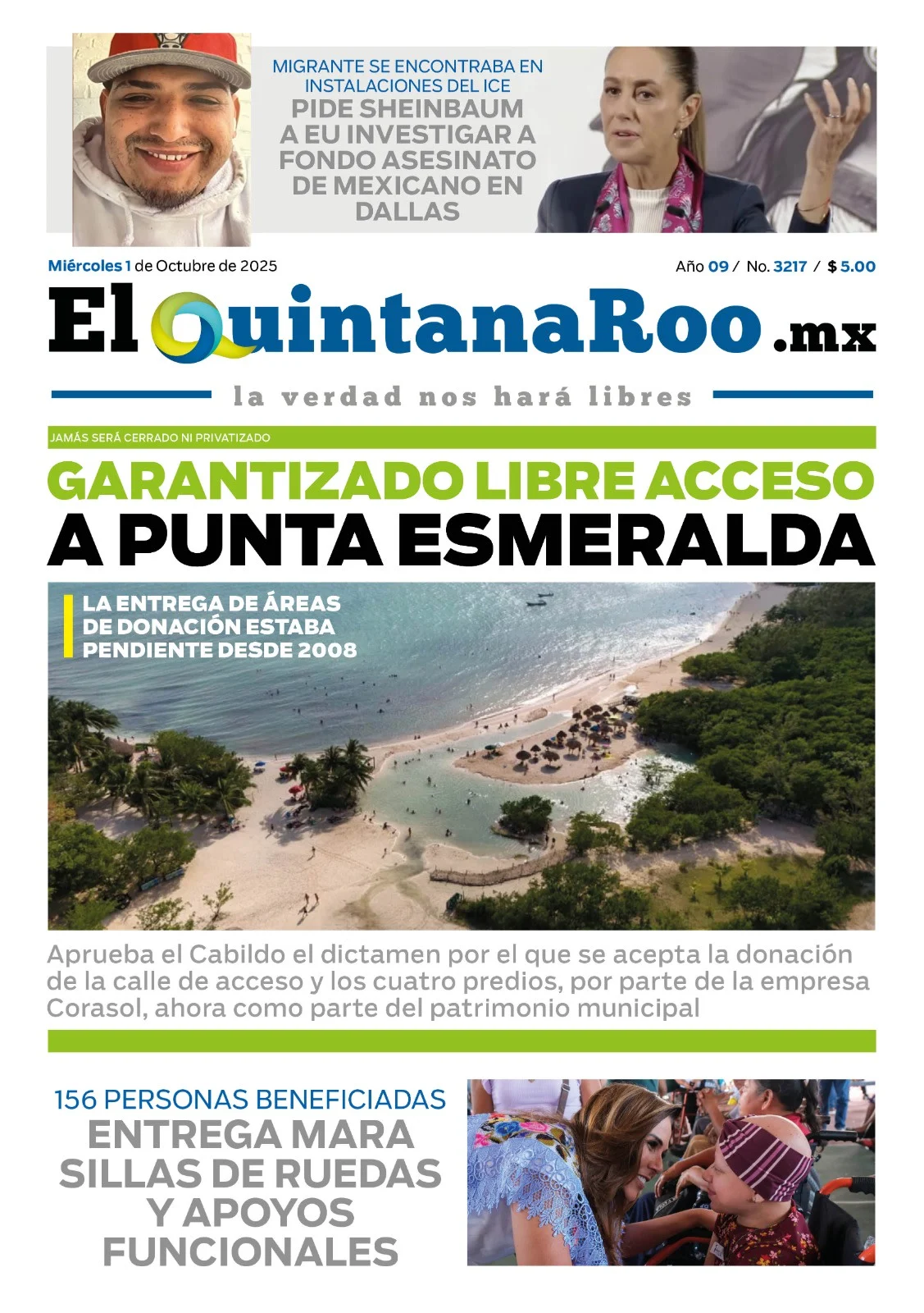 Portada de El Quintana Roo (portada)