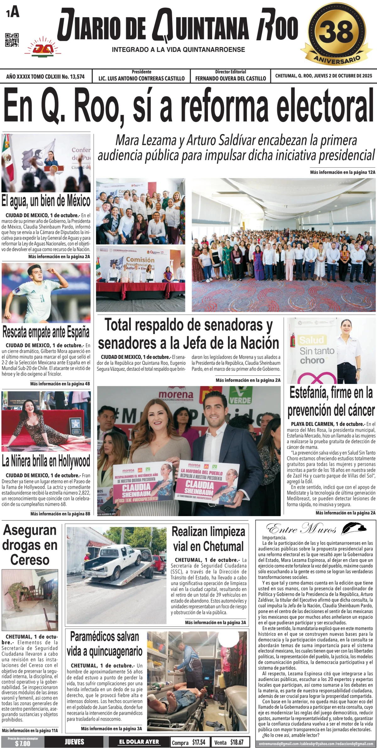Portada de Diario de Quintana Roo (portada)