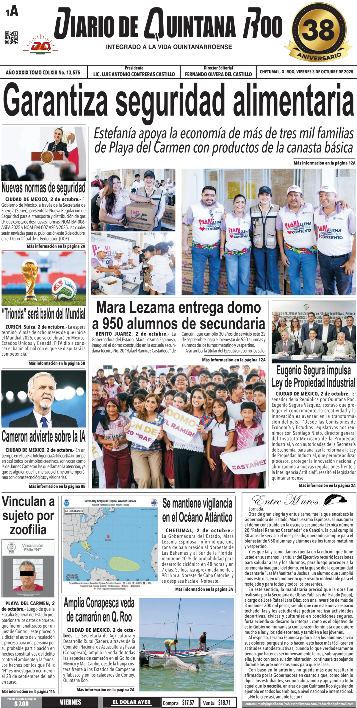 Portada de Diario de Quintana Roo (portada)