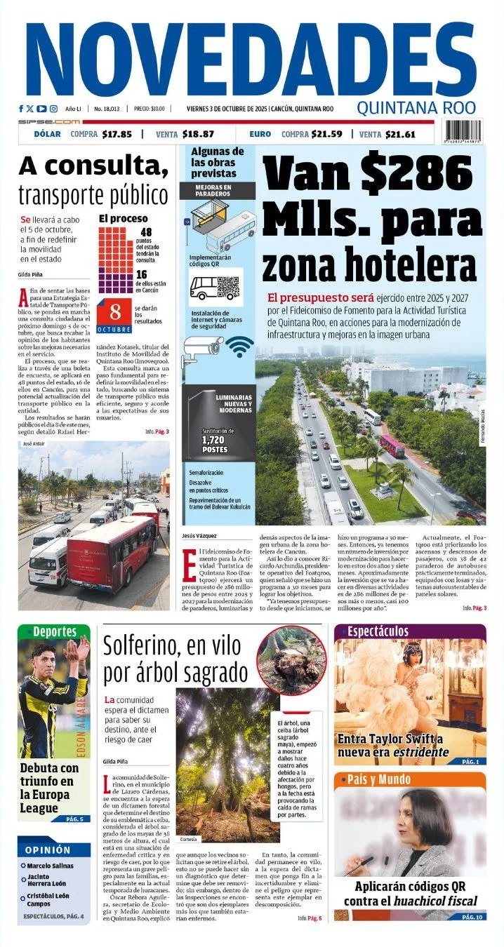 Portada de Novedades Quintana Roo