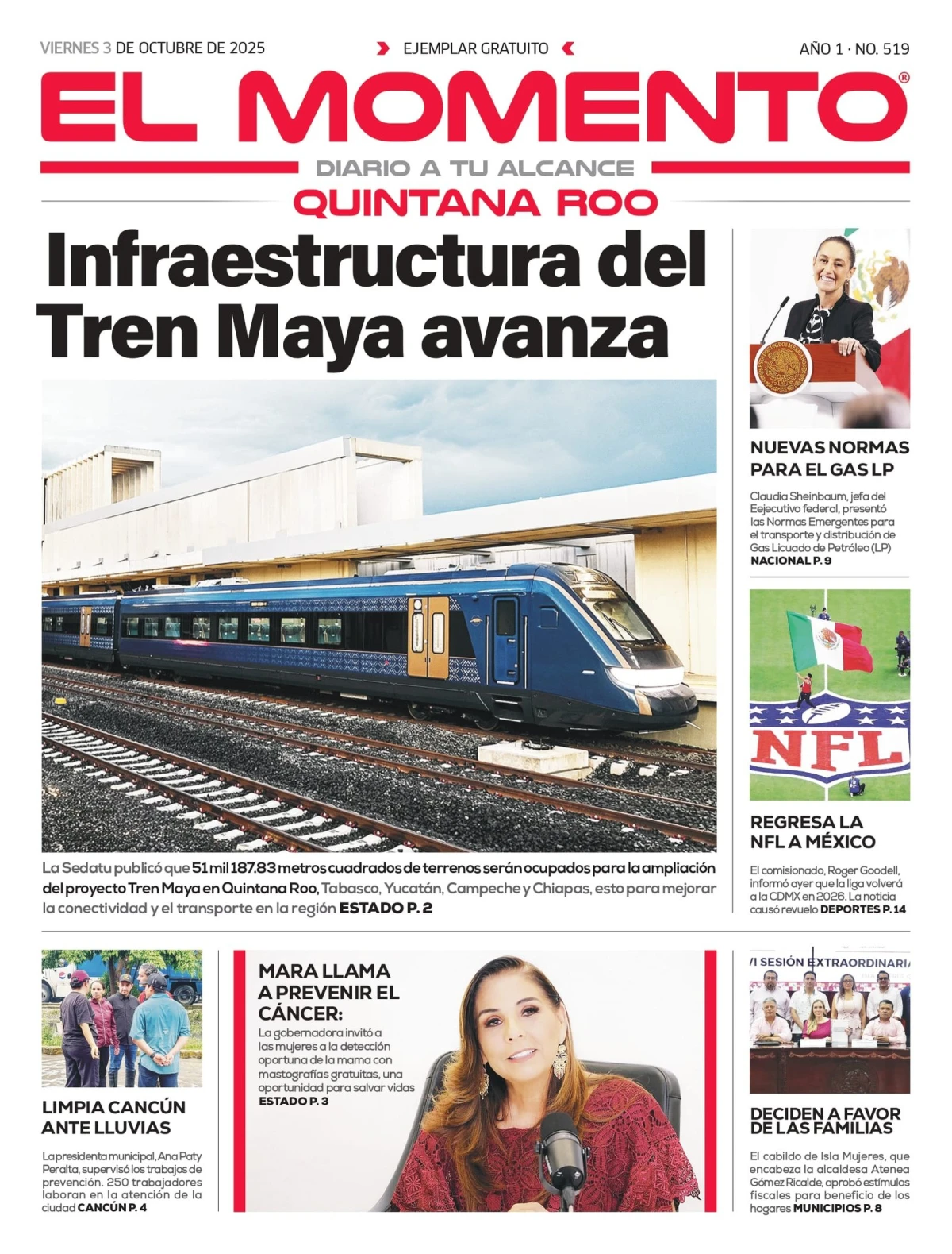 Portada de El Momento Quintana Roo