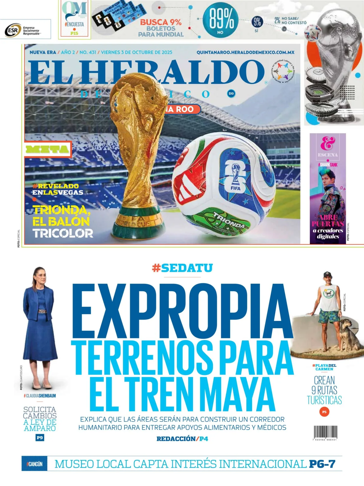 Portada de El Heraldo de Mexico - Quintana Roo