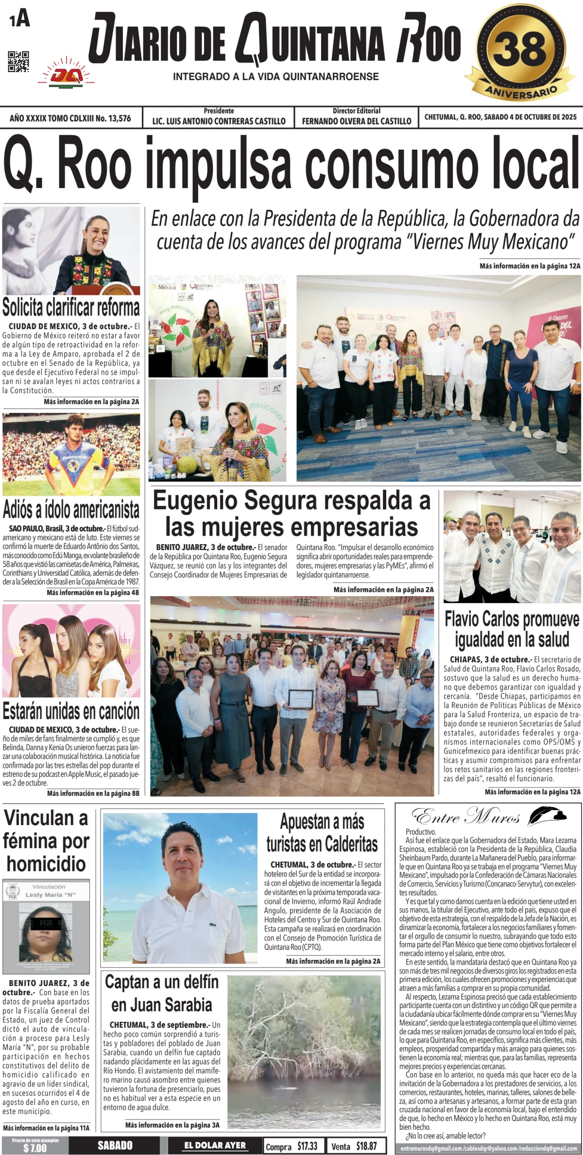 Portada de Diario de Quintana Roo (portada)