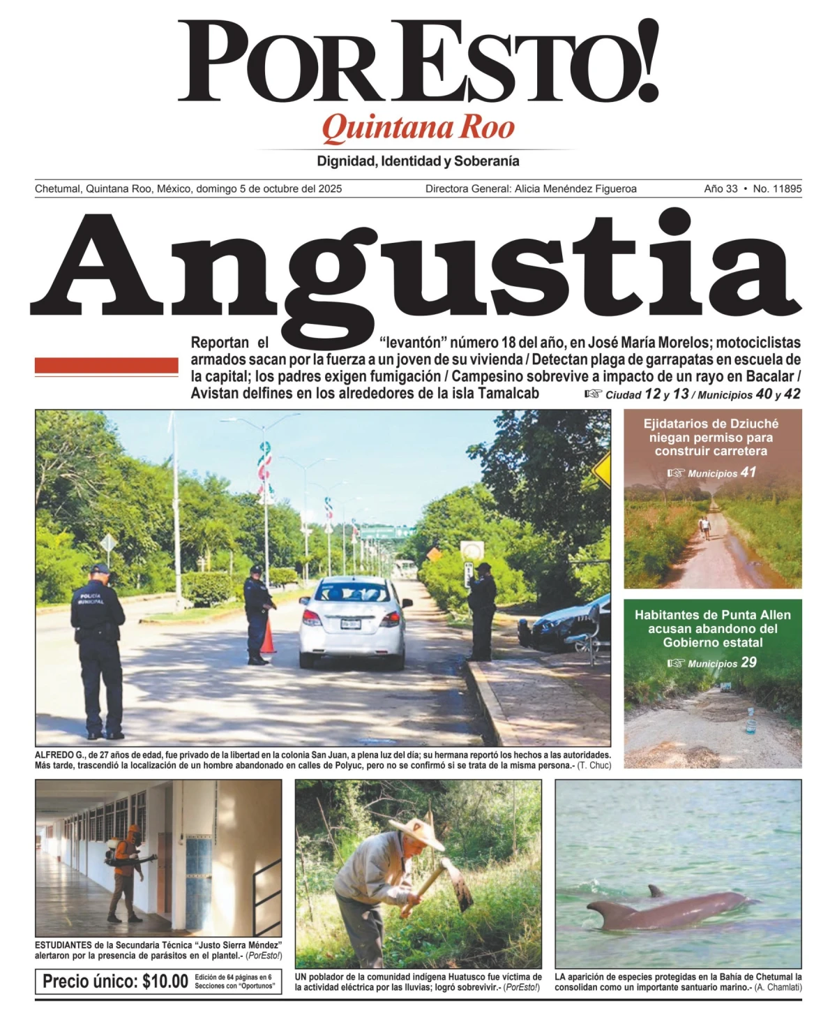 Portada de Por Esto (quintana Roo Chetumal) del domingo, 5 de octubre de 2025