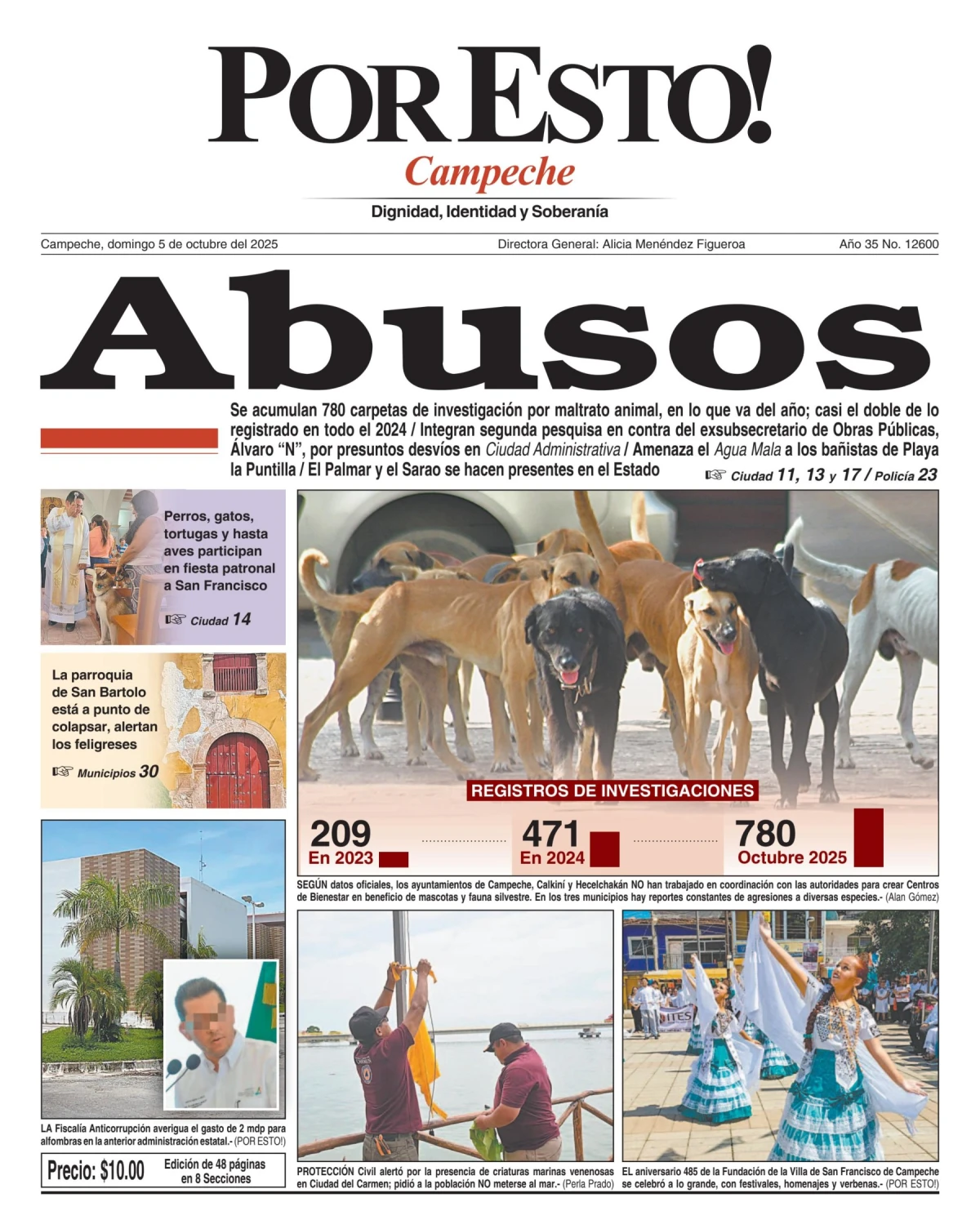 Portada de Por Esto (campeche) del domingo, 5 de octubre de 2025