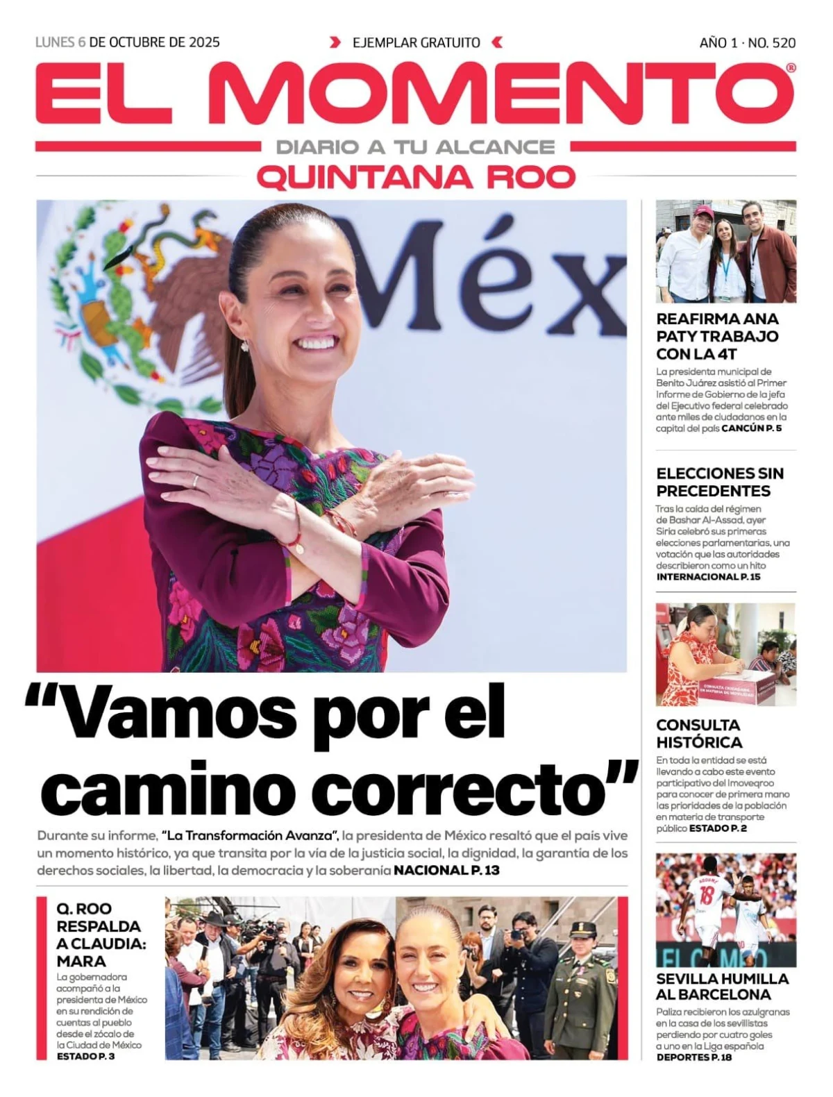 Portada de El Momento Quintana Roo