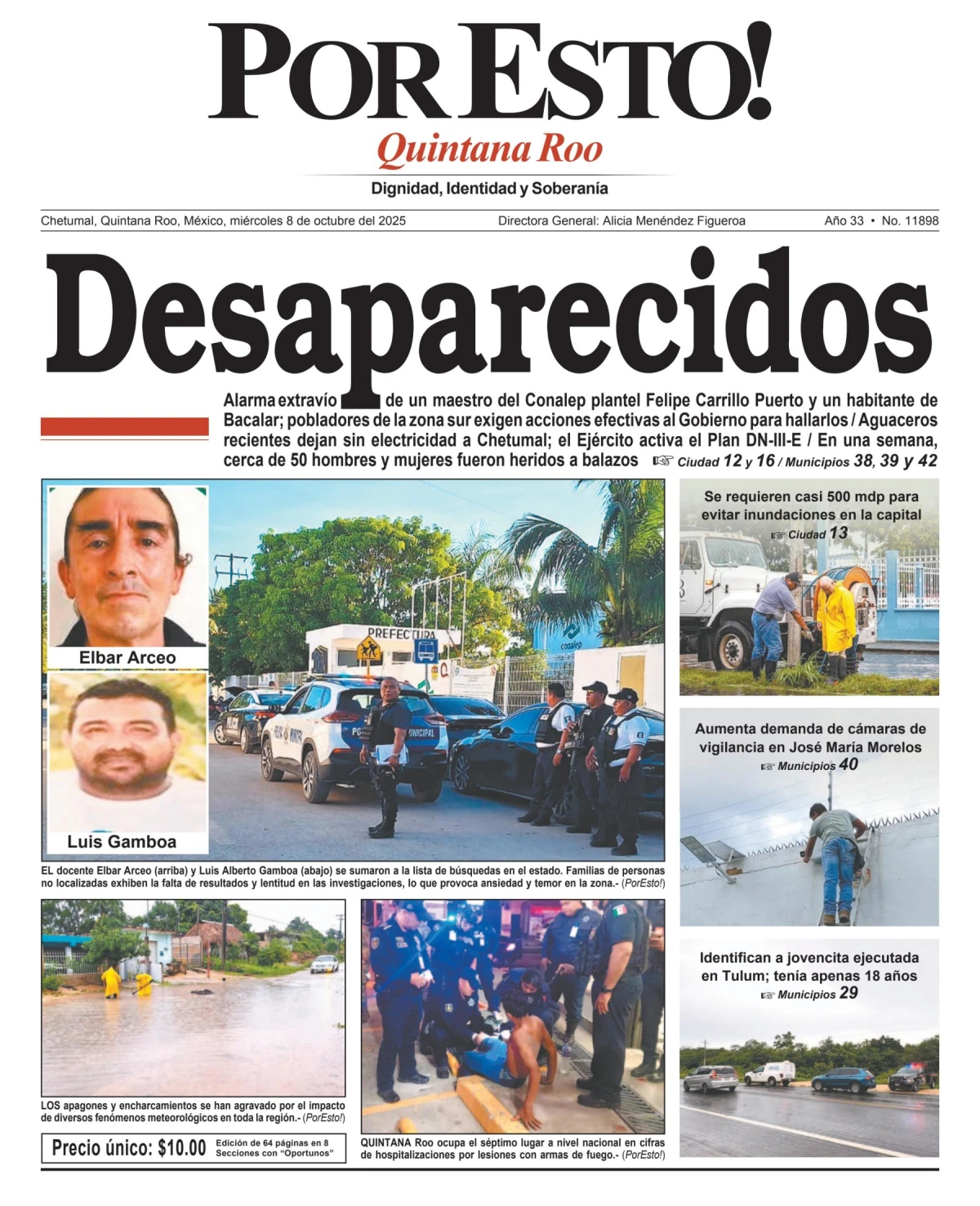 Portada de Por Esto (quintana Roo Chetumal) del miércoles, 8 de octubre de 2025