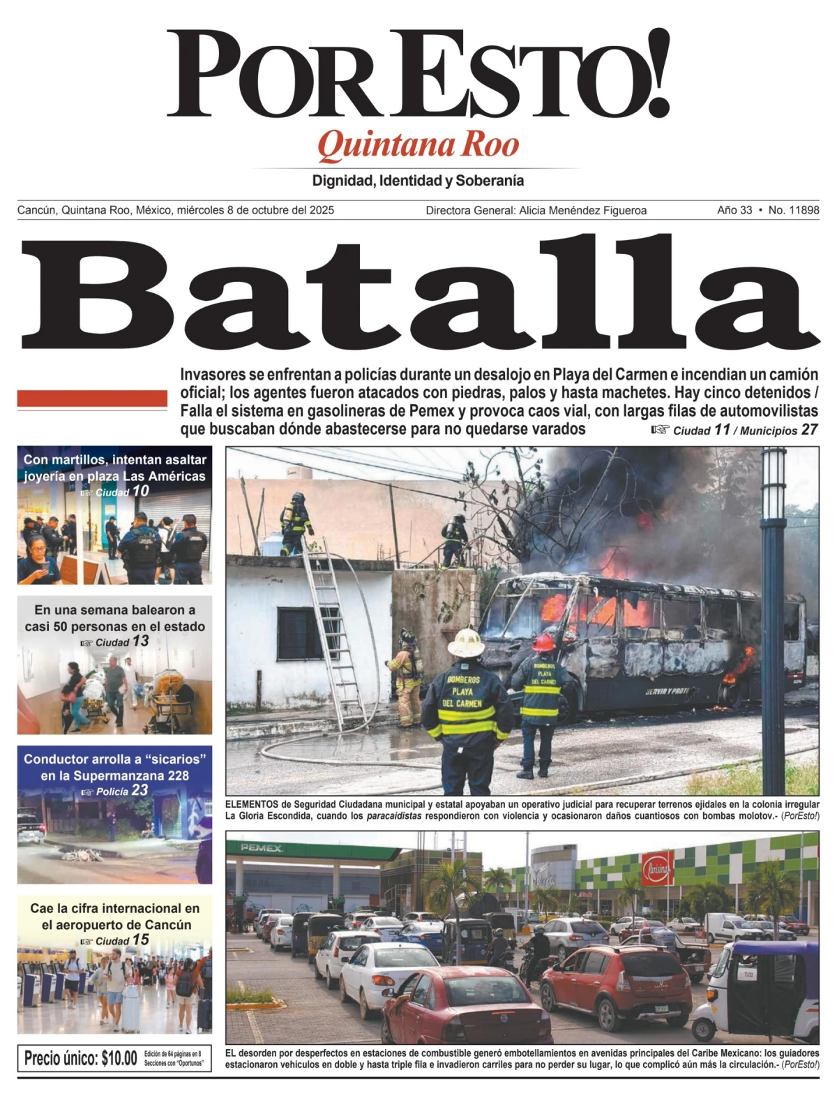 Portada de Por Esto (quintana Roo Cancun) del miércoles, 8 de octubre de 2025