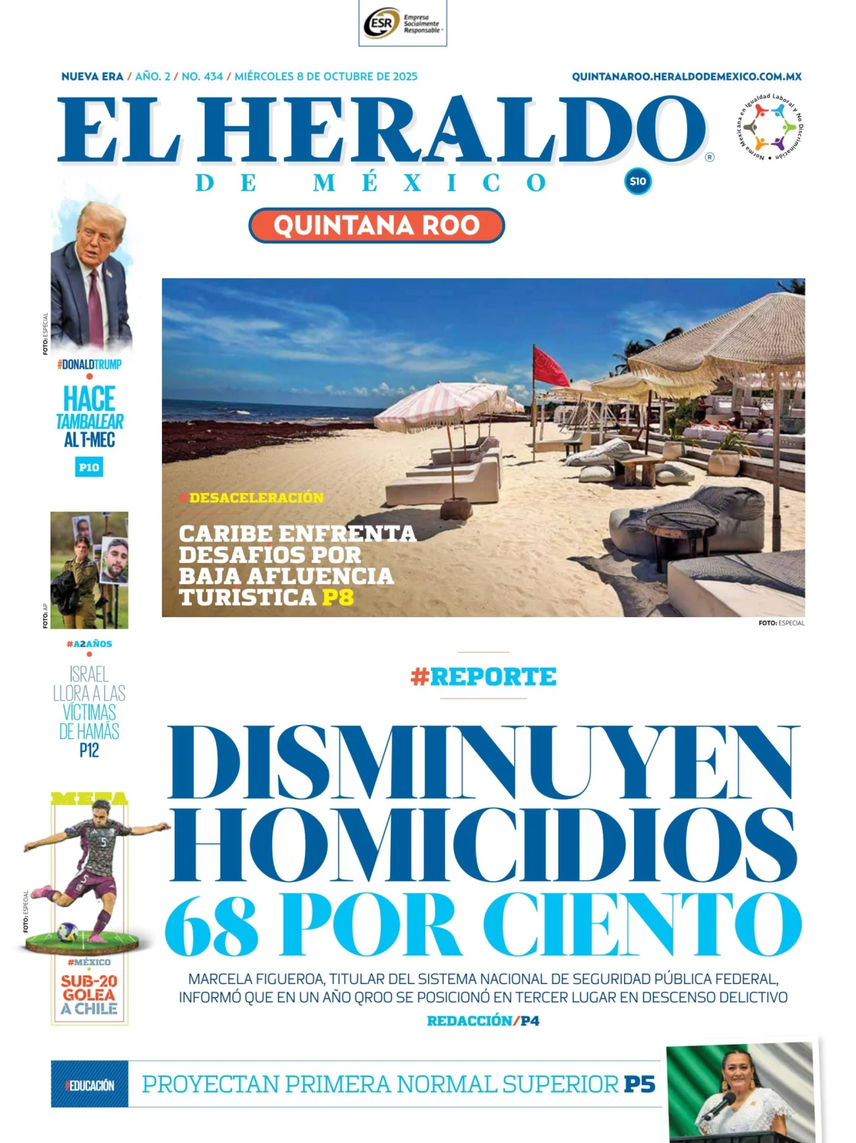 Portada de El Heraldo de Mexico - Quintana Roo