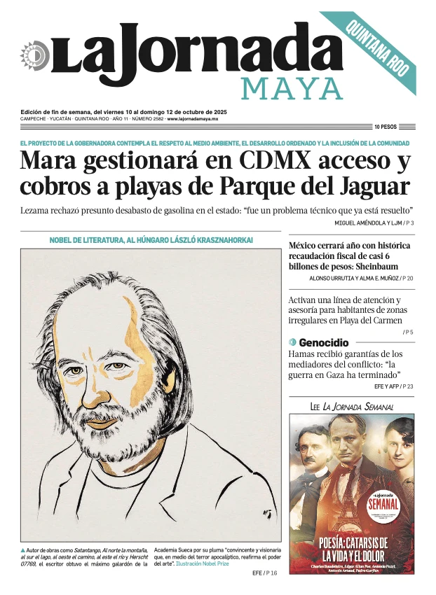 Portada de La Jornada Maya Quintana Roo del viernes, 10 de octubre de 2025