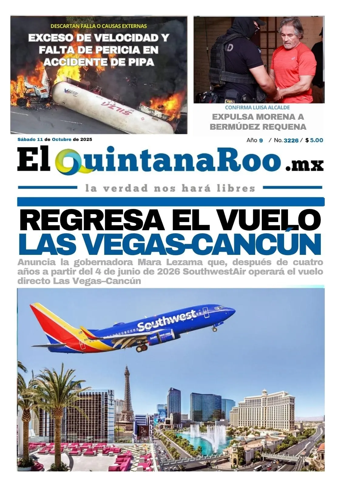 Portada de El Quintana Roo (portada)