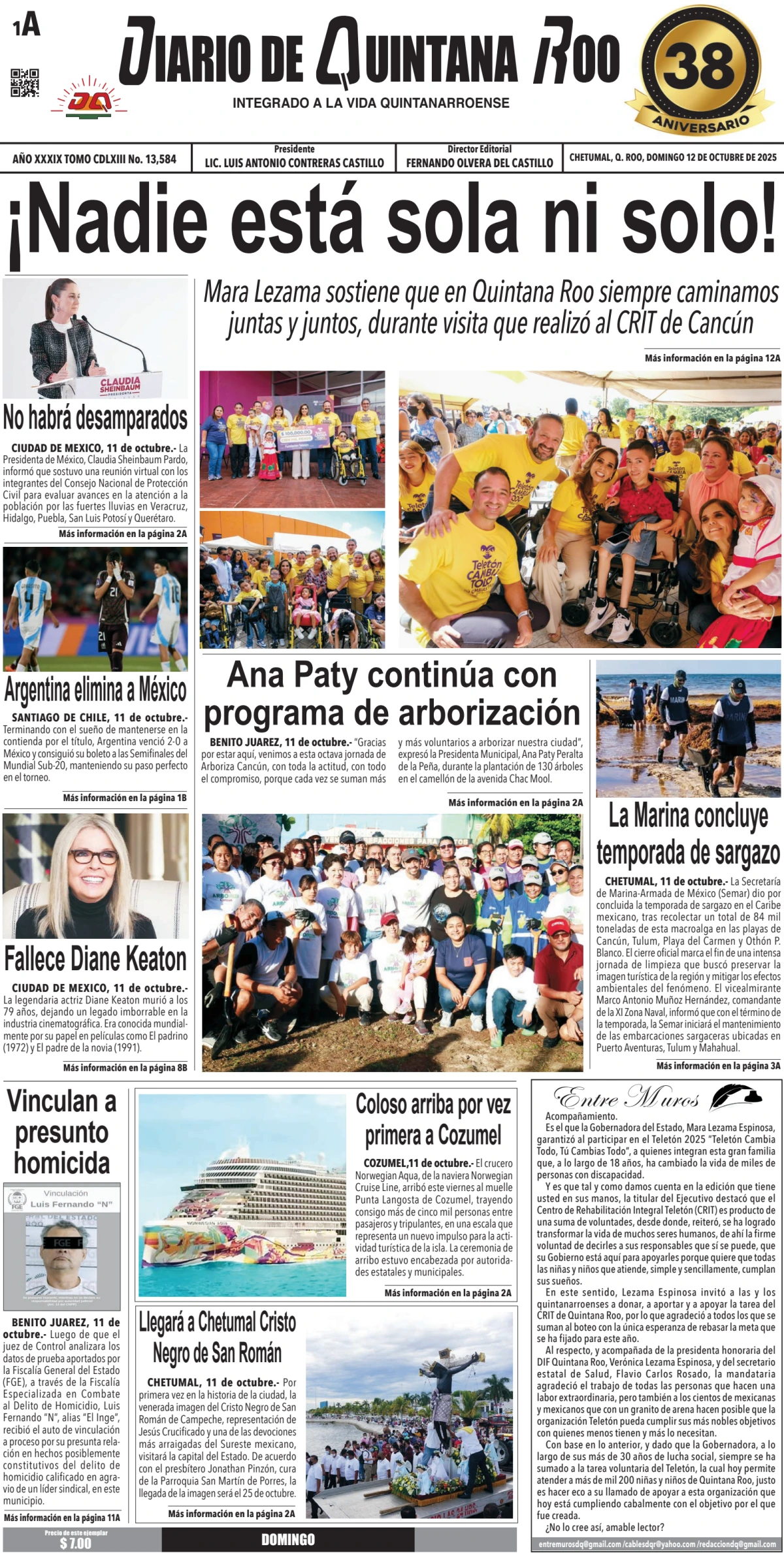 Portada de Diario de Quintana Roo (portada)