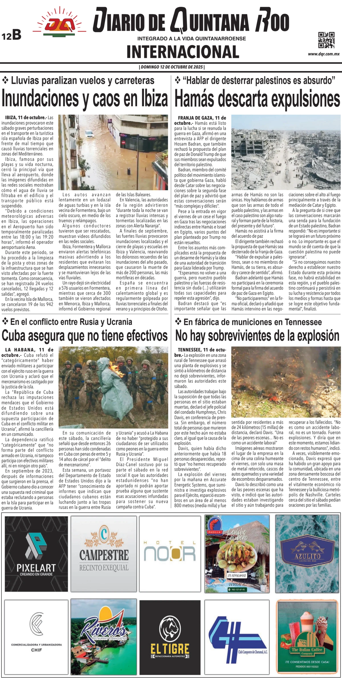 Portada de Diario de Quintana Roo (contra Portada)