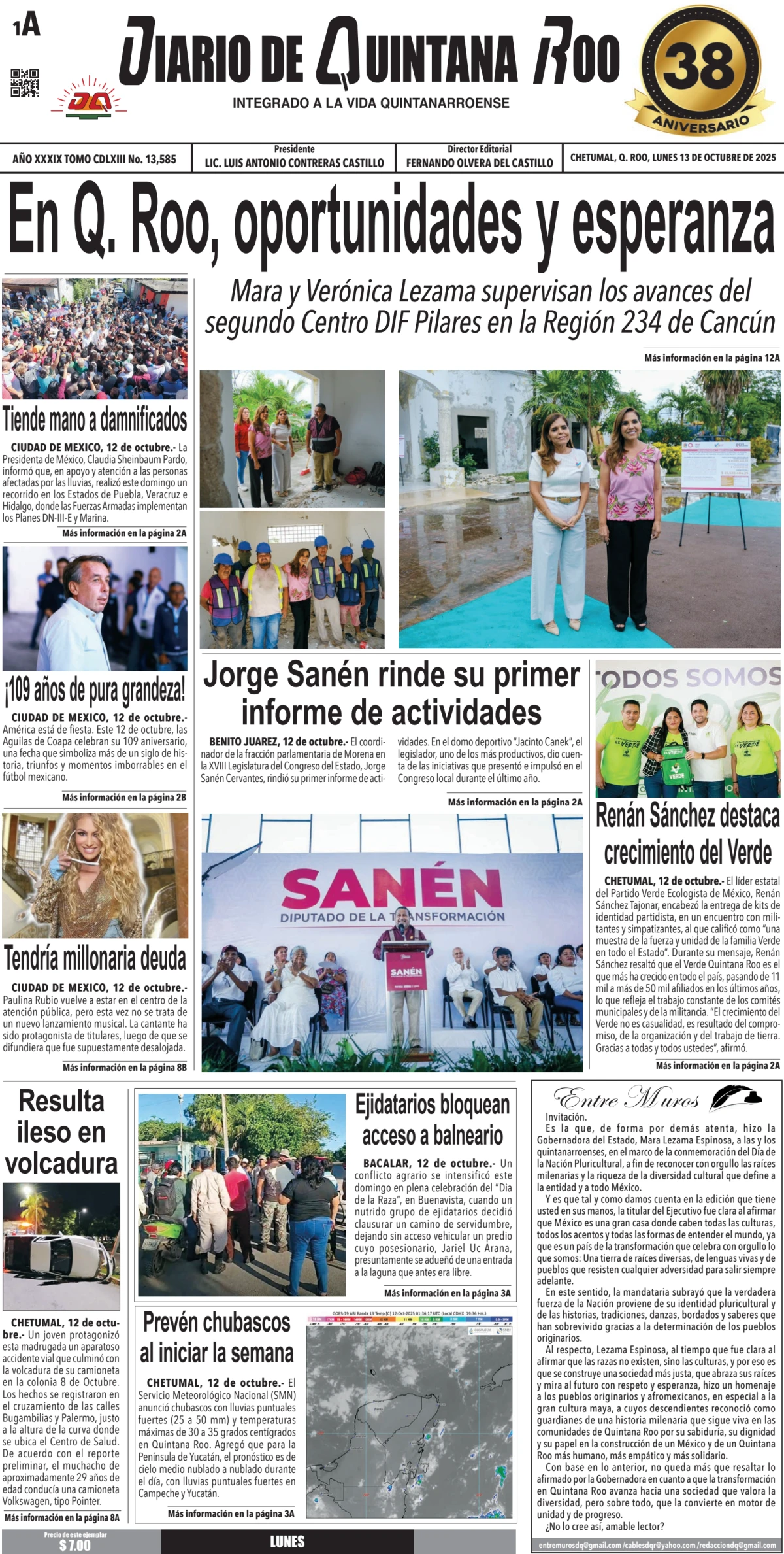 Portada de Diario de Quintana Roo (portada)
