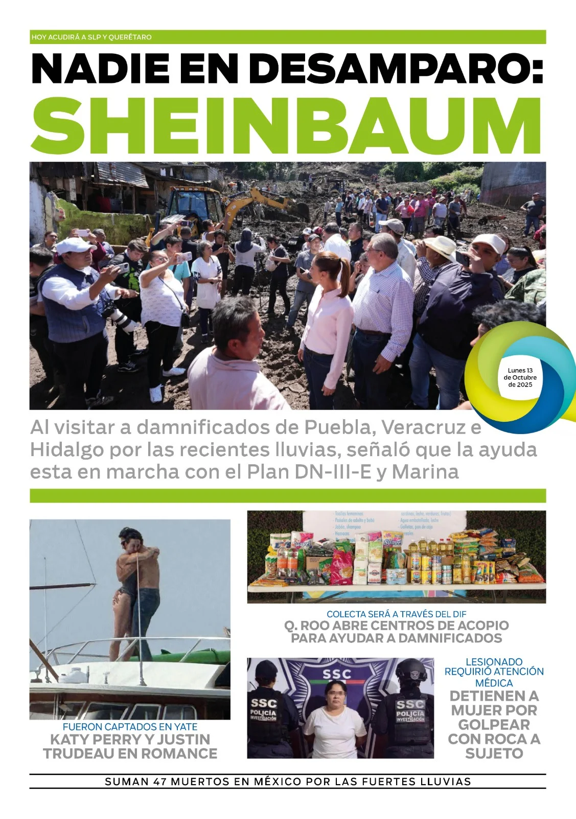 Portada de El Quintana Roo (contraportada) del lunes, 13 de octubre de 2025