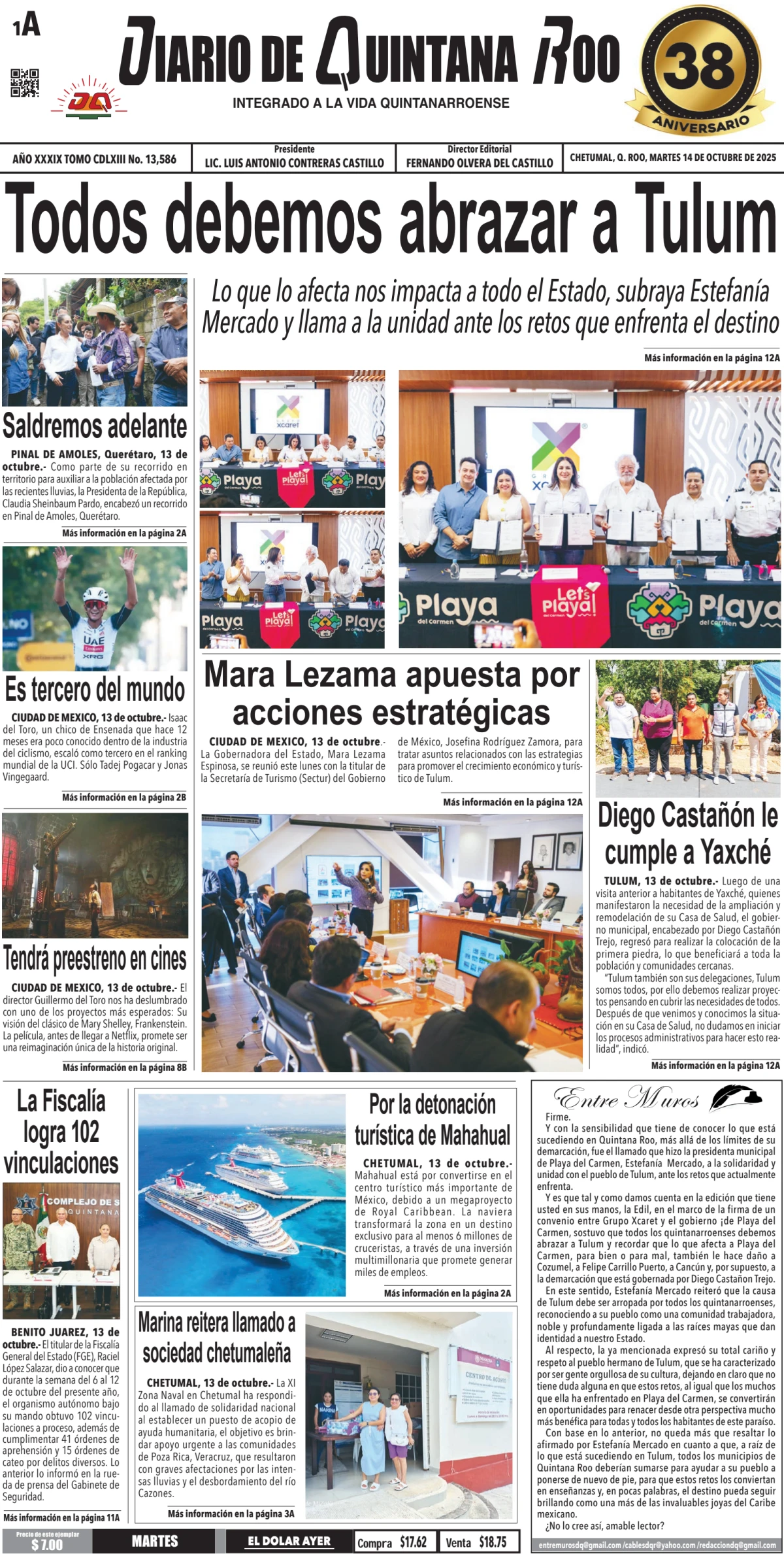 Portada de Diario de Quintana Roo (portada)