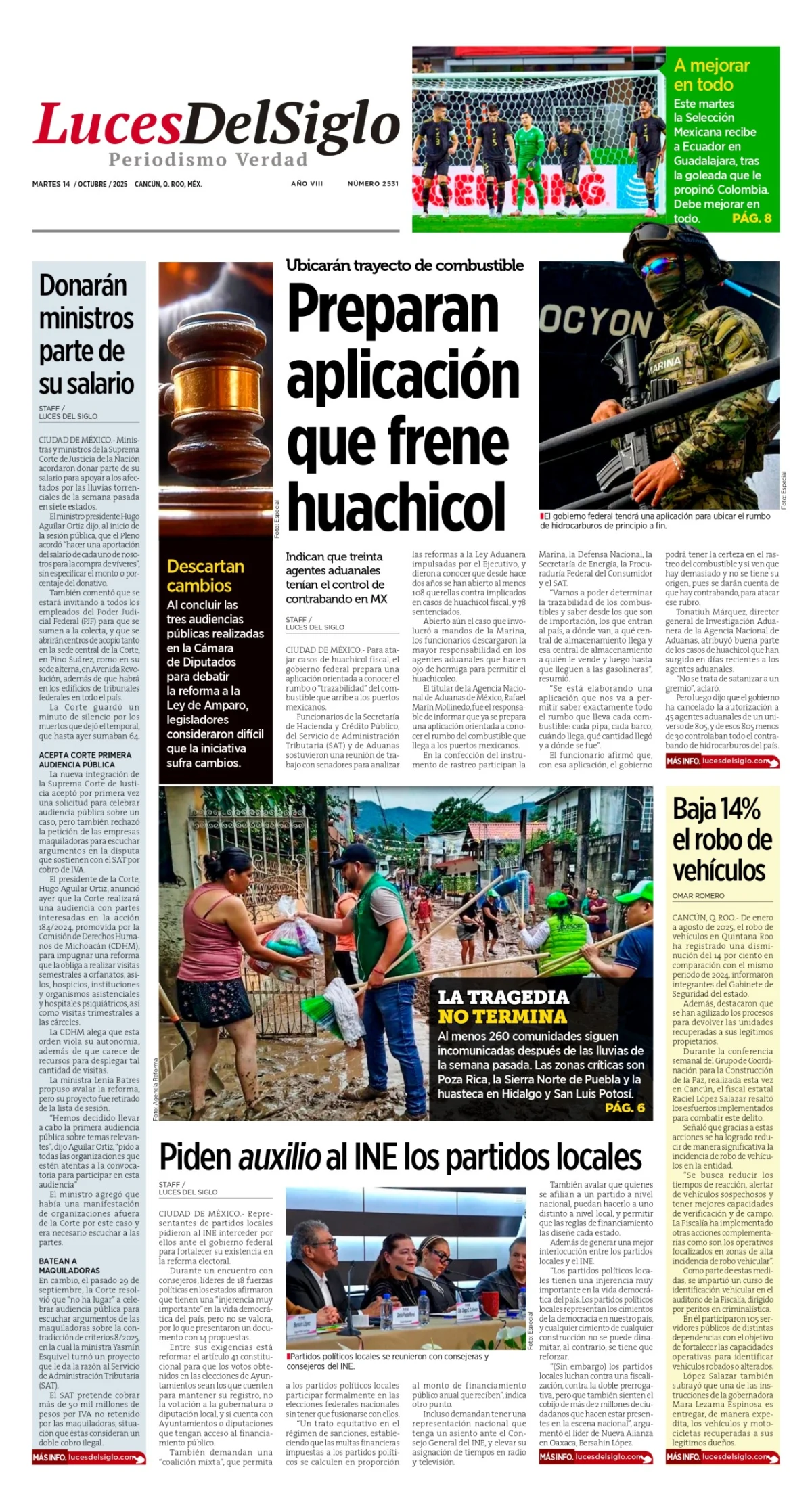 Portada de Luces del Siglo del martes, 14 de octubre de 2025