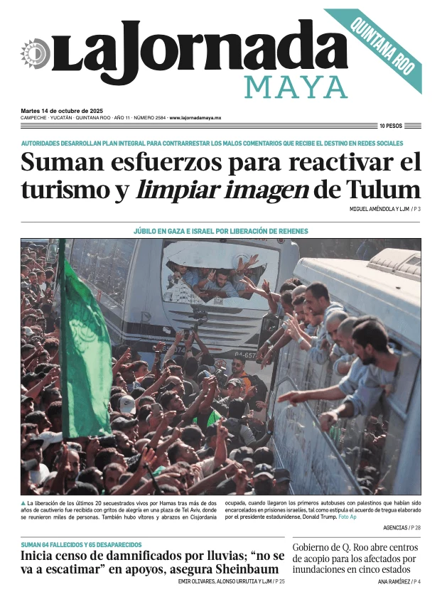 Portada de La Jornada Maya Quintana Roo