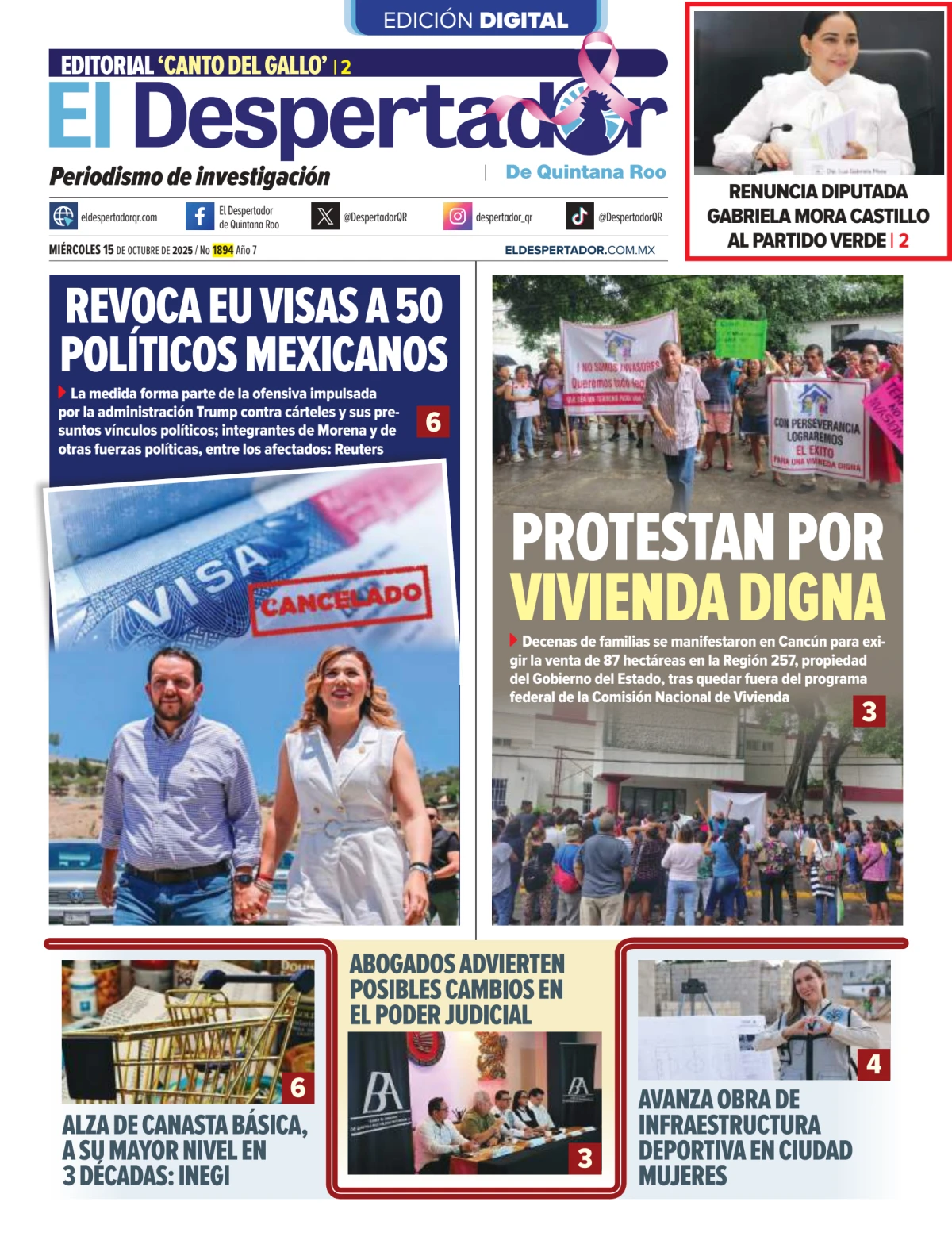 Portada de El Despertador de Quintana Roo