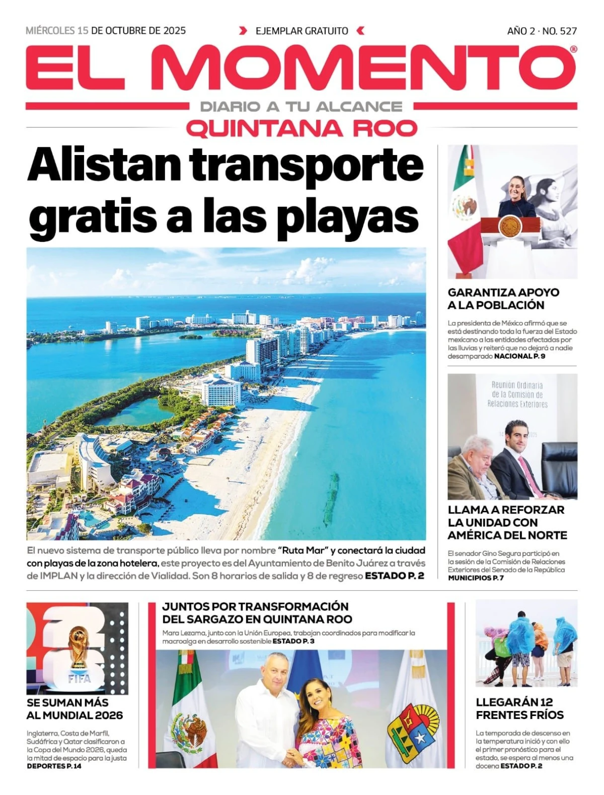 Portada de El Momento Quintana Roo