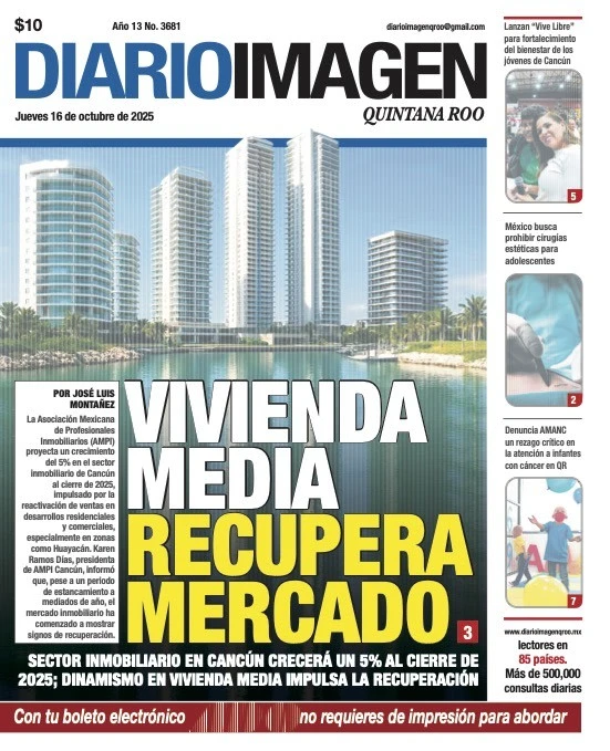 Portada de Diario Imagen Quintana Roo del jueves, 16 de octubre de 2025